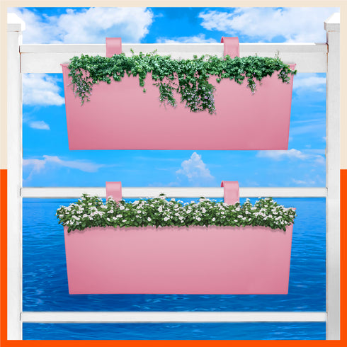 LEA Hanging Metal Pot Holders / Planters for Home / Balcony / Garden | Blush - Set of 2